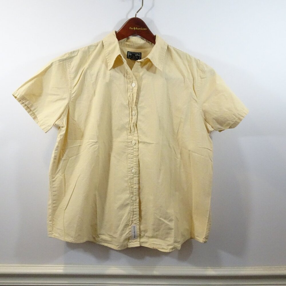 Abercrombie & Fitch Women's Yellow Button Front Short Sleeve Shirt Size L Vintag